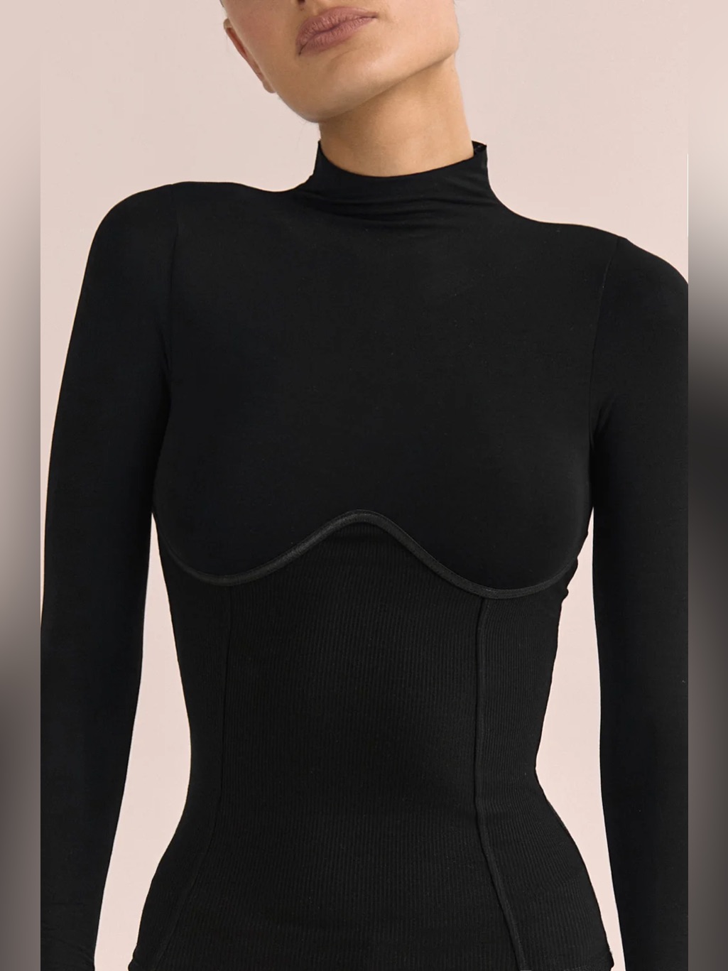 Joah Brown Corset Long Sleeve Top